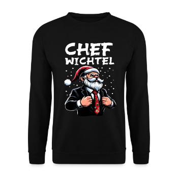 Chef Wichtel stylischer Weihnachts Gnome - Unisex Pullover - Schwarz - Vorne - Alina (178cm) & Michal (187cm)