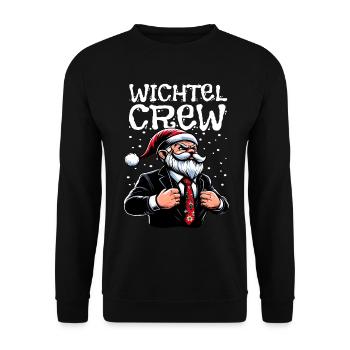 Wichtel Crew Weihnachts Gnome - Unisex Pullover - Schwarz - Vorne - Alina (178cm) & Michal (187cm)