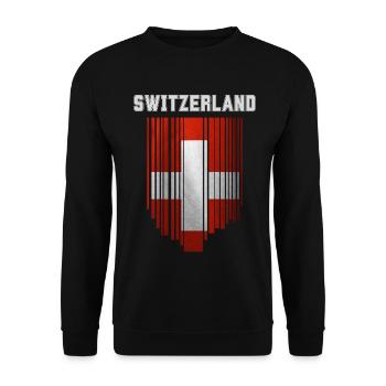 Flag of Switzerland, Swiss pride - Unisex Sweatshirt - black - Front - Alina (178cm) & Michal (187cm)