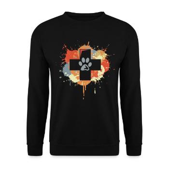 Tiermediziner Erste Hilfe Zeichnung - Unisex Pullover - Schwarz - Vorne - Alina (178cm) & Michal (187cm)