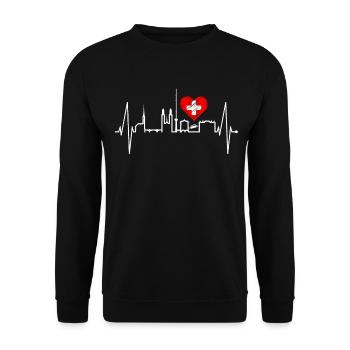Zurich Skyline Heartbeat Suisse Amour Amour Zurich - Sweat-shirt Unisexe - noir - Devant - Alina (178cm) & Michal (187cm)