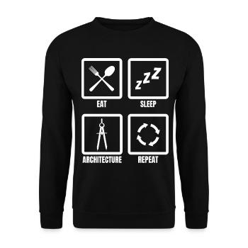 Manger Sommeil Architecture Répéter - Sweat-shirt Unisexe - noir - Devant - Alina (178cm) & Michal (187cm)
