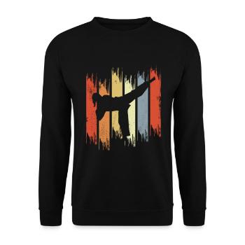 Vintage Karate Girl Skizze - Unisex Pullover - Schwarz - Vorne - Alina (178cm) & Michal (187cm)