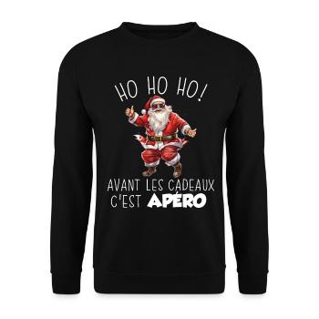 Pull Moche De Nöel 2024 Homme Femme Cadeau Noel - Sweat-shirt Unisexe - noir - Devant - Alina (178cm) & Michal (187cm)