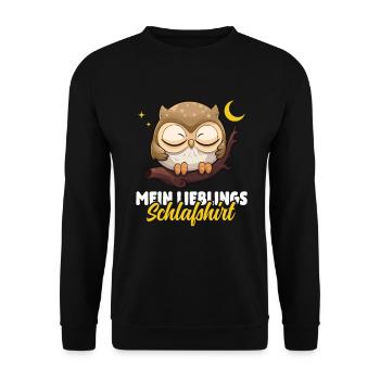 Eule Schlafshirt Schlafanzug Mond Sterne Pyjama - Unisex Pullover - Schwarz - Vorne - Alina (178cm) & Michal (187cm)