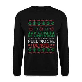 Pull Moche De Noël Humour Cadeau Noel - Sweat-shirt Unisexe - noir - Devant - Alina (178cm) & Michal (187cm)