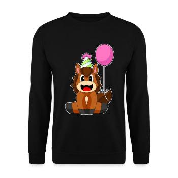 Horse Birthday Balloon - Unisex Sweatshirt - black - Front - Alina (178cm) & Michal (187cm)