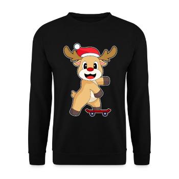 Rentier Weihnachten Skateboard - Unisex Pullover - Schwarz - Vorne - Alina (178cm) & Michal (187cm)