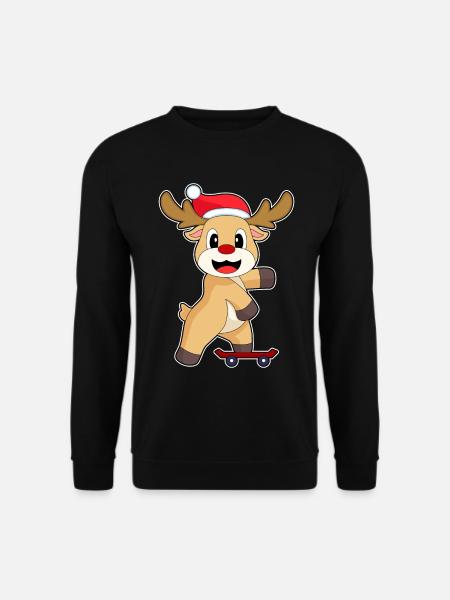 Reindeer Christmas Skateboard - Unisex Sweatshirt - black