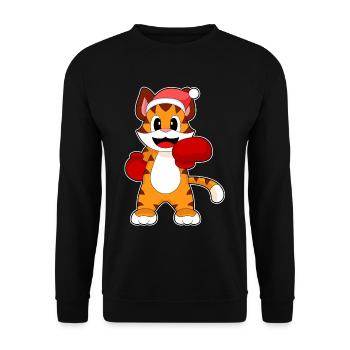 Tiger Weihnachten Boxen - Unisex Pullover - Schwarz - Vorne - Alina (178cm) & Michal (187cm)