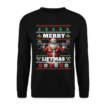 Merry Liftmas Pumper Bodybuilding Fitness Xmas - Unisex Pullover - Schwarz - Vorne - Alina (178cm) & Michal (187cm)