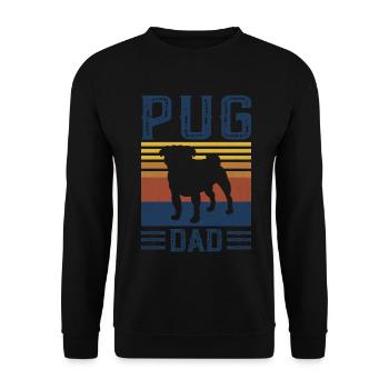 Pug Dad Dog Vintage Retro - Unisex Pullover - Schwarz - Vorne - Alina (178cm) & Michal (187cm)