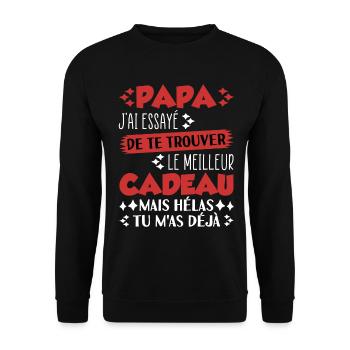 Papa Cadeau Anniversaire Noël Fête Des Pères - Sweat-shirt Unisexe - noir - Devant - Alina (178cm) & Michal (187cm)