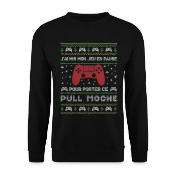 J'AI MIS MON JEU EN POSE POUR PORTER CE PULL MOCHE - Sweat-shirt Unisexe - noir - Devant - Alina (178cm) & Michal (187cm)