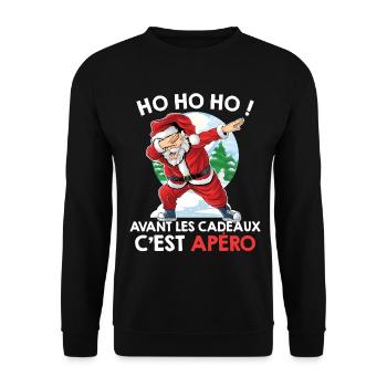 AVANT LES CADEAUX C EST APÉRO PULL MOCHE NOEL - Sweat-shirt Unisexe - noir - Devant - Alina (178cm) & Michal (187cm)