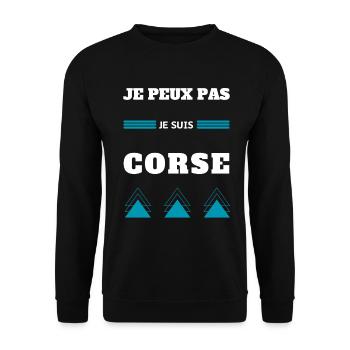 Je peux pas je suis Corse humour message Corse - Sweat-shirt Unisexe - noir - Devant - Alina (178cm) & Michal (187cm)