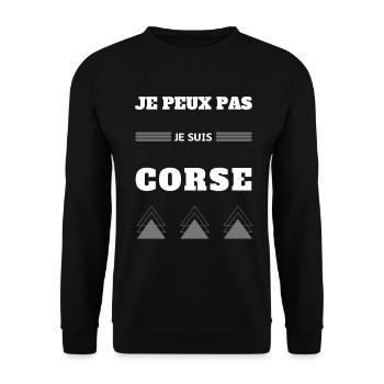 Je peux pas je suis Corse humour blague Corse - Sweat-shirt Unisexe - noir - Devant - Alina (178cm) & Michal (187cm)