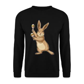 Bunny Musician Rattle Music - Unisex Sweatshirt - black - Front - Alina (178cm) & Michal (187cm)