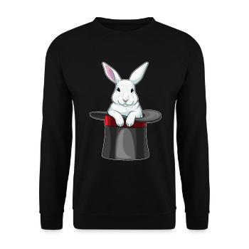 Hase Zauberer Zylinder - Unisex Pullover - Schwarz - Vorne - Alina (178cm) & Michal (187cm)
