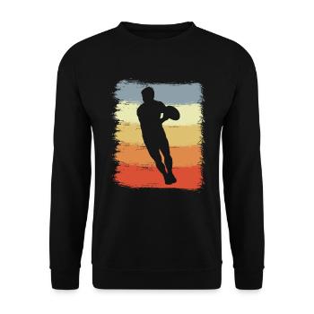 Rugby Player Vintage Look - Unisex Sweatshirt - black - Front - Alina (178cm) & Michal (187cm)