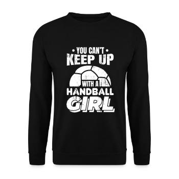 Handballer Mädchen - Unisex Pullover - Schwarz - Vorne - Alina (178cm) & Michal (187cm)