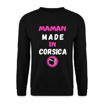 Maman made in Corsica Cadeau Humour Maman Corse - Sweat-shirt Unisexe - noir - Devant - Alina (178cm) & Michal (187cm)