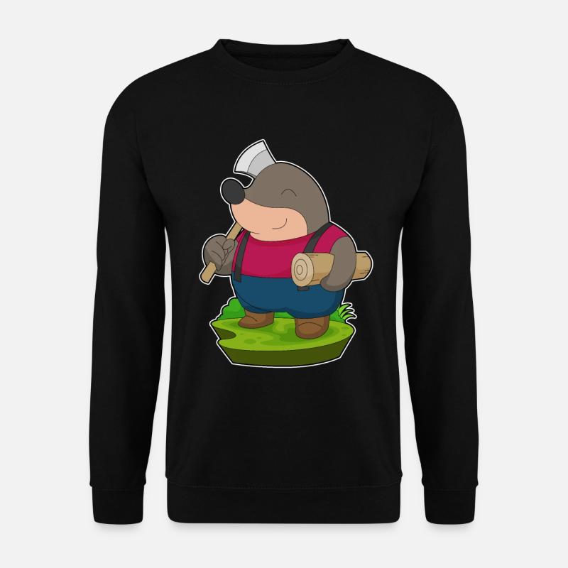 Maulwurf Holzfäller Axt Wald - Unisex Pullover - Schwarz