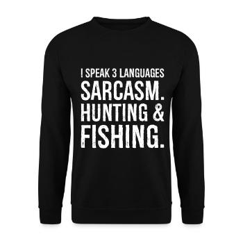 I speak 3 languages funny shirt - Sweat-shirt Unisexe - noir - Devant - Alina (178cm) & Michal (187cm)