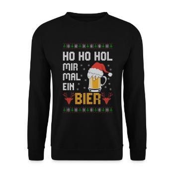 Ho Ho Get Me a Beer Funny Ugly Christmas - Unisex Sweatshirt - black - Front - Alina (178cm) & Michal (187cm)