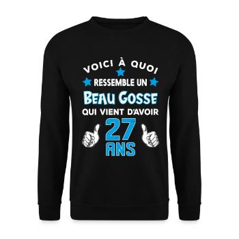 27 ans anniversaire homme cadeau drôle humour - Sweat-shirt Unisexe - noir - Devant - Alina (178cm) & Michal (187cm)