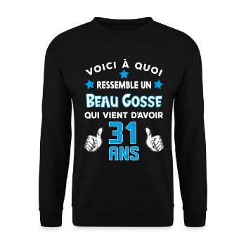 31 ans anniversaire homme cadeau drôle humour - Sweat-shirt Unisexe - noir - Devant - Alina (178cm) & Michal (187cm)