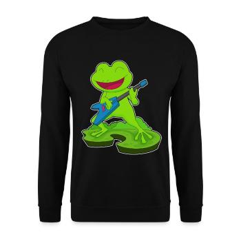 Frosch Musiker Gitarre Musik - Unisex Pullover - Schwarz - Vorne - Alina (178cm) & Michal (187cm)