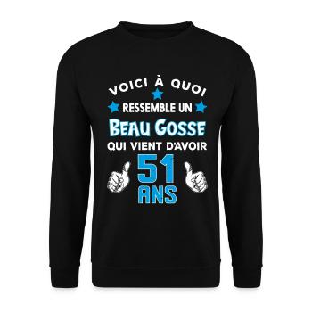 51 ans anniversaire homme cadeau drôle humour - Sweat-shirt Unisexe - noir - Devant - Alina (178cm) & Michal (187cm)