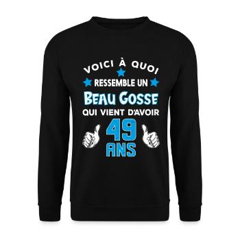 49 ans anniversaire homme cadeau drôle humour - Sweat-shirt Unisexe - noir - Devant - Alina (178cm) & Michal (187cm)
