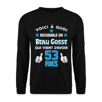 53 ans anniversaire homme cadeau drôle humour - Sweat-shirt Unisexe - noir - Devant - Alina (178cm) & Michal (187cm)