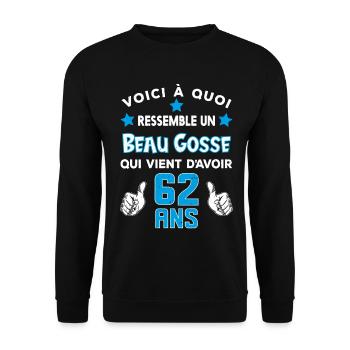 62 ans anniversaire homme cadeau drôle humour - Sweat-shirt Unisexe - noir - Devant - Alina (178cm) & Michal (187cm)