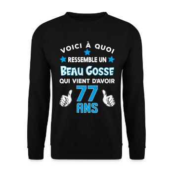 77 ans anniversaire homme cadeau drôle humour - Sweat-shirt Unisexe - noir - Devant - Alina (178cm) & Michal (187cm)