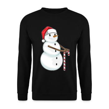 Snowman Christmas Candy Cane - Unisex Sweatshirt - black - Front - Alina (178cm) & Michal (187cm)