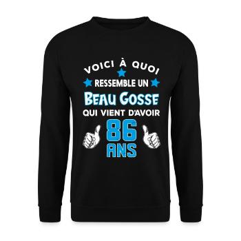 86 ans anniversaire homme cadeau drôle humour - Sweat-shirt Unisexe - noir - Devant - Alina (178cm) & Michal (187cm)