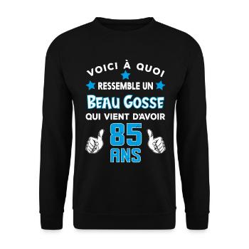 85 ans anniversaire homme cadeau drôle humour - Sweat-shirt Unisexe - noir - Devant - Alina (178cm) & Michal (187cm)