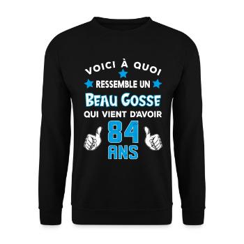 84 ans anniversaire homme cadeau drôle humour - Sweat-shirt Unisexe - noir - Devant - Alina (178cm) & Michal (187cm)