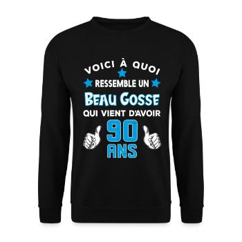 90 ans anniversaire homme cadeau drôle humour - Sweat-shirt Unisexe - noir - Devant - Alina (178cm) & Michal (187cm)