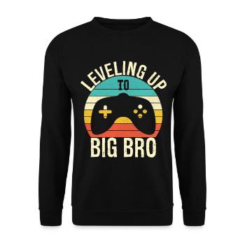 Leveling up to Big Bro - Unisex Sweatshirt - black - Front - Alina (178cm) & Michal (187cm)