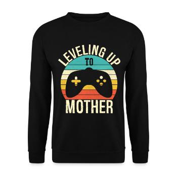 Leveled Up to Mother Mom Gift Mother's Day - Sweat-shirt Unisexe - noir - Devant - Alina (178cm) & Michal (187cm)