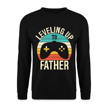 Leveling up to father - Unisex Sweatshirt - black - Front - Alina (178cm) & Michal (187cm)