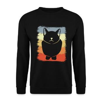Cat Drawing Vintage Look - Unisex Sweatshirt - black - Front - Alina (178cm) & Michal (187cm)