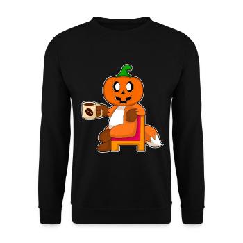 Fuchs Halloween Kaffee - Unisex Pullover - Schwarz - Vorne - Alina (178cm) & Michal (187cm)