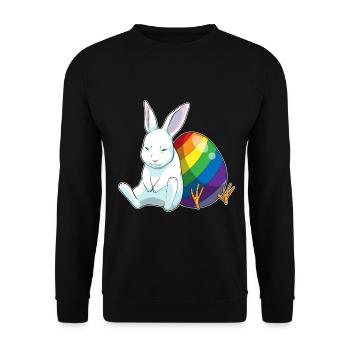 Bunny Arc-en-ciel de Pâques - Sweat-shirt Unisexe - noir - Devant - Alina (178cm) & Michal (187cm)