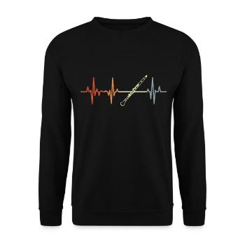 Ligne de coeur de clarinette vintage - Sweat-shirt Unisexe - noir - Devant - Alina (178cm) & Michal (187cm)