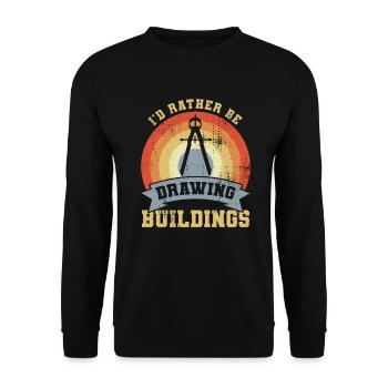 I'd Rather Be Drawing Buildings - Unisex Sweatshirt - black - Front - Alina (178cm) & Michal (187cm)